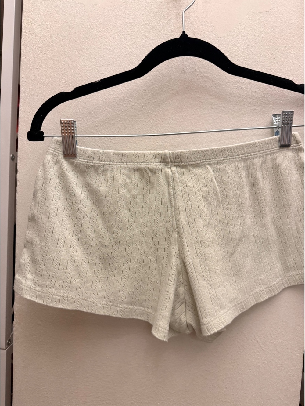 Brandy Melville White Knit Shorts with Floral Pattern